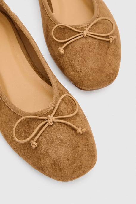 Faux Suede Square Toe Ballet Flats - Image 5