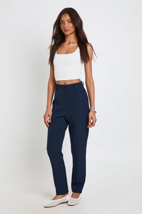 Tall High Waist Tapered Tailored Suit Trousers - Image 3