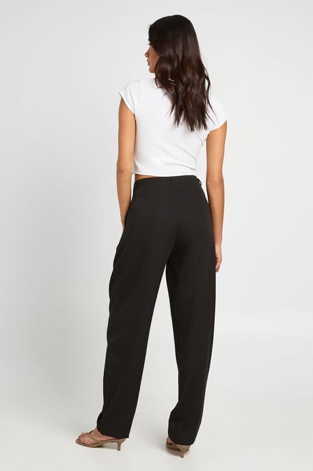 Pleated Barrel Leg Tailored Trousers - Image 2