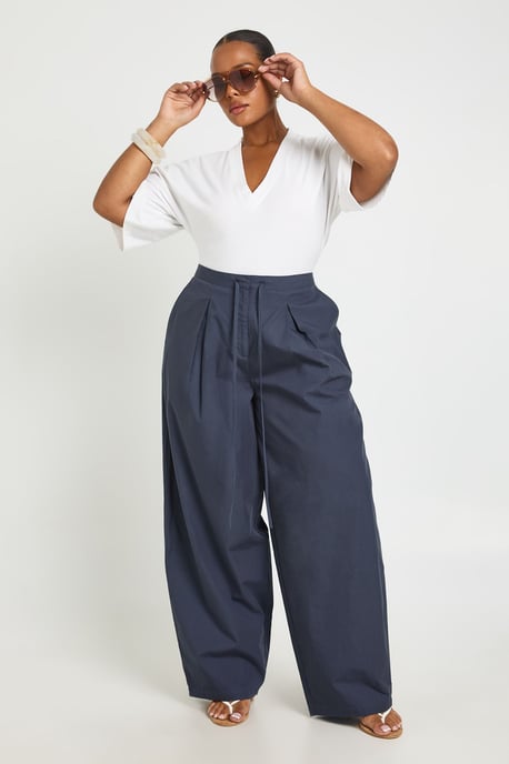 Plus Poplin Barell Leg Trouser - Image 3