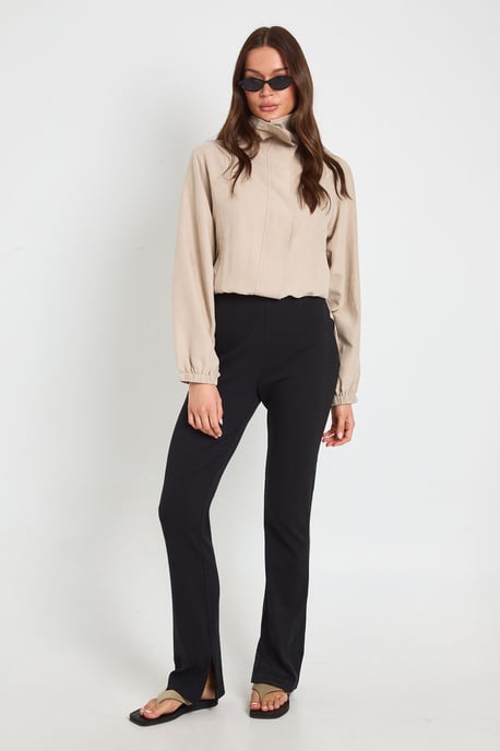 Rib High Waist Split Hem Legging - Image 1