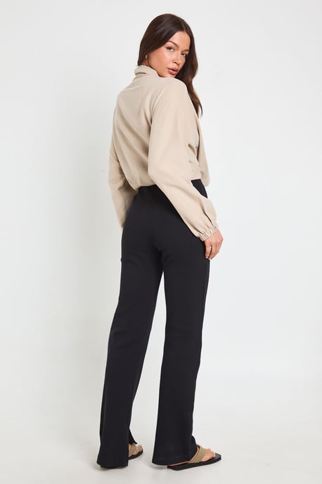 Rib High Waist Split Hem Legging - Image 2