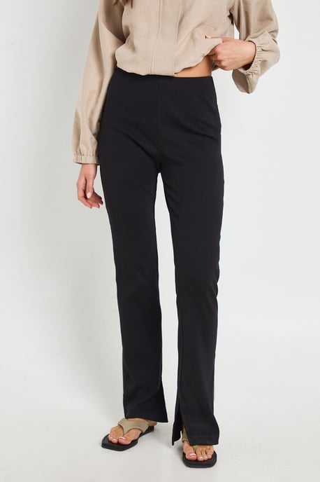 Rib High Waist Split Hem Legging - Image 3