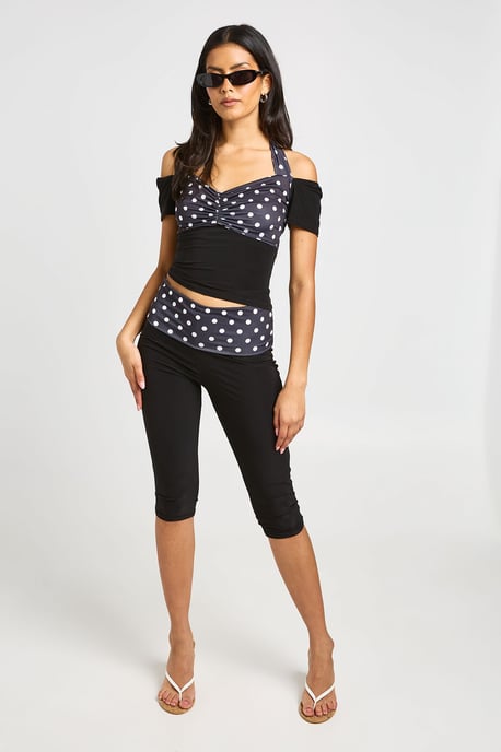 Polka Dot Waistband Slinky Capri - Image 1