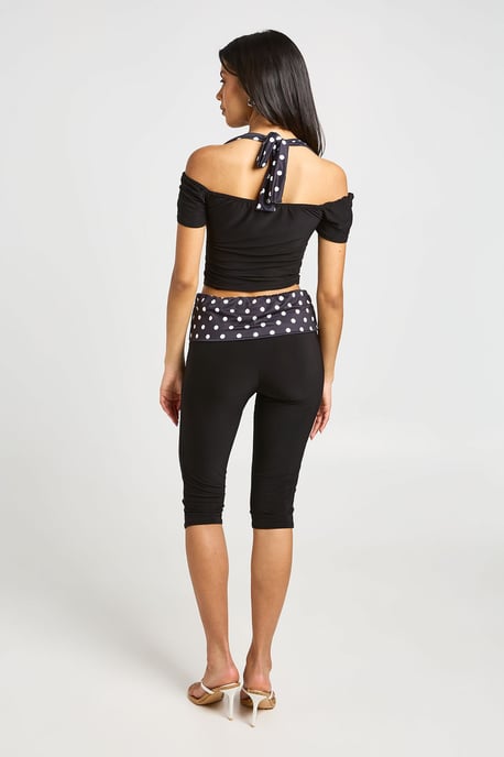 Polka Dot Waistband Slinky Capri - Image 2