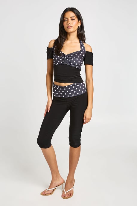 Polka Dot Waistband Slinky Capri - Image 3