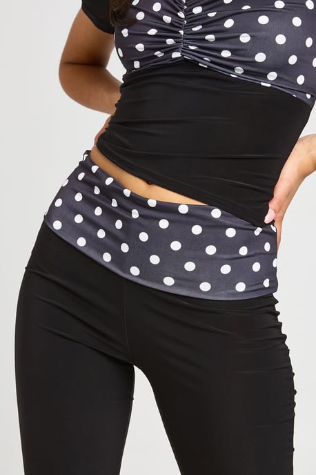 Polka Dot Waistband Slinky Capri - Image 4