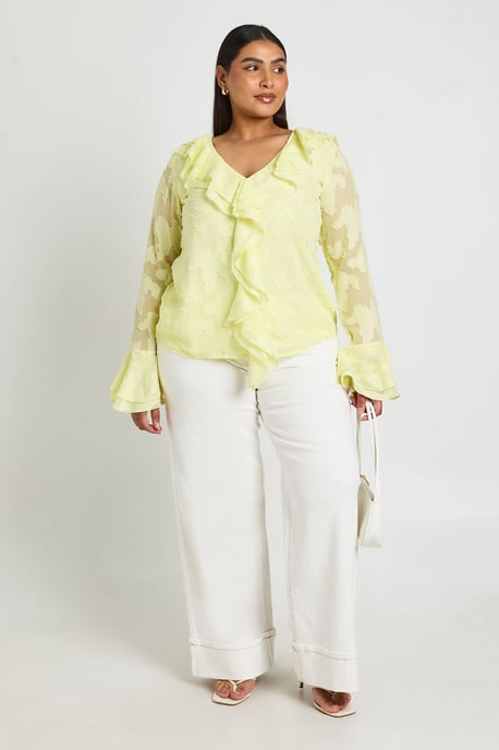Plus Ruffle Burnout Blouse - Image 1