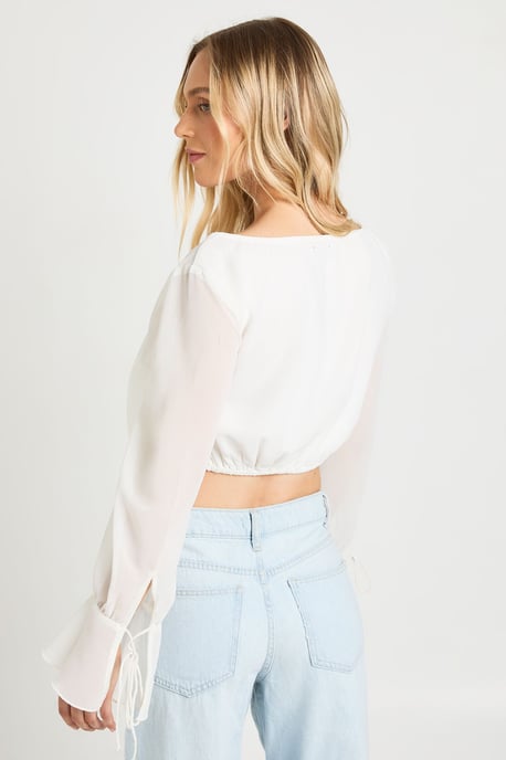 Petite Chiffon Tie Detail Draped Top - Image 2
