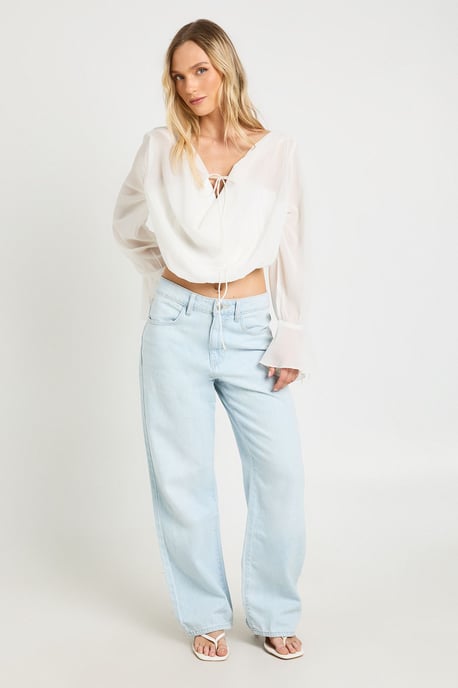 Petite Chiffon Tie Detail Draped Top - Image 3