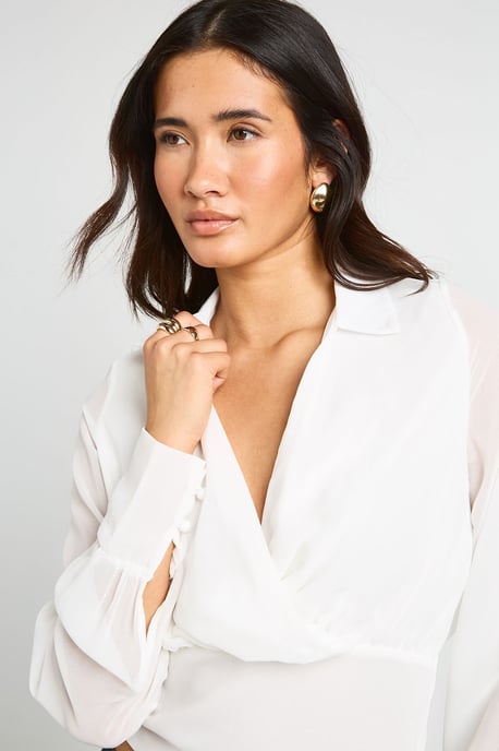 Loose Fit Chiffon Wrap Blouse - Image 4