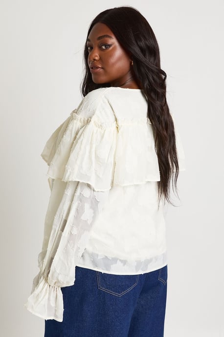 Plus Burnout Ruffle Front Blouse - Image 2