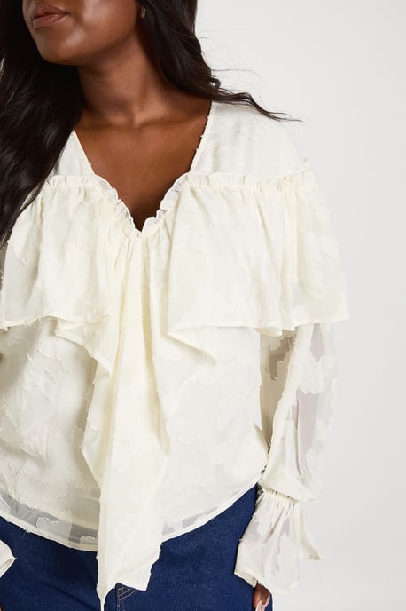 Plus Burnout Ruffle Front Blouse - Image 4