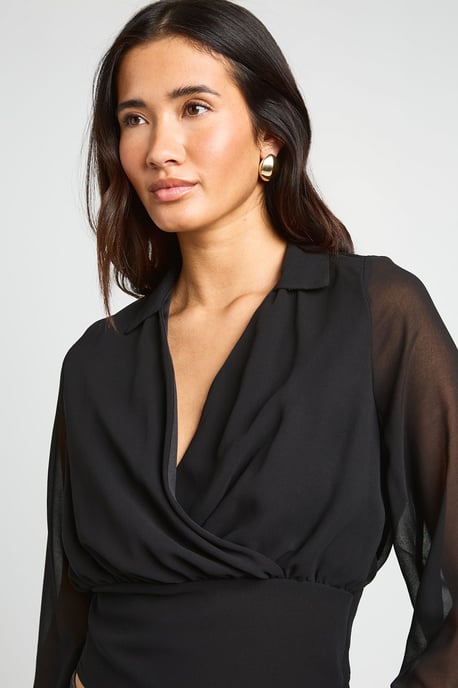 Loose Fit Chiffon Wrap Blouse - Image 4