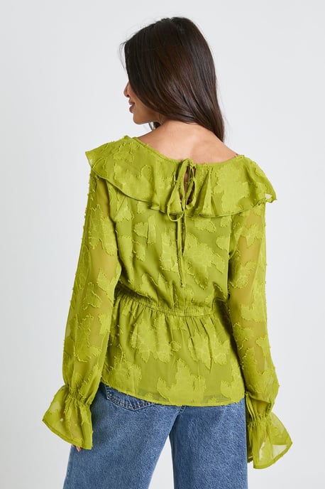 Burnout Floral Angel Sleeve Blouse - Image 2