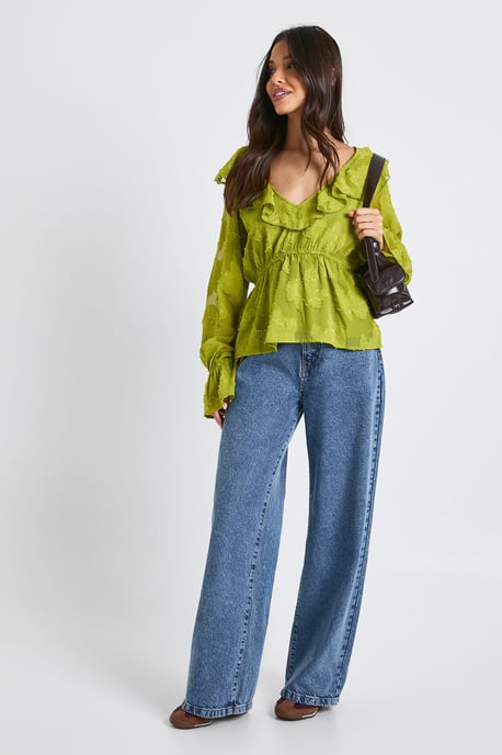 Burnout Floral Angel Sleeve Blouse - Image 3
