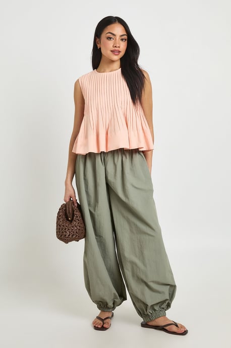 Linen Look Pleated Top - Image 3