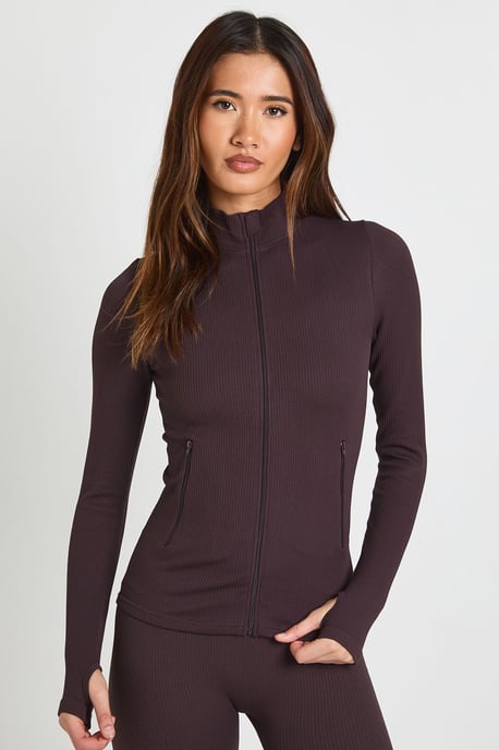 Contour Ribbed Zip Through Active Jacket - Image 1
