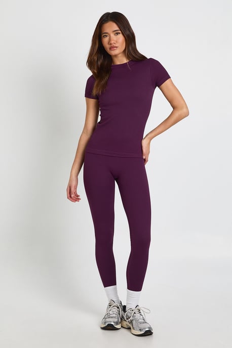 Contour Ribbed Seamless Short Sleeve Active Top - Image 3