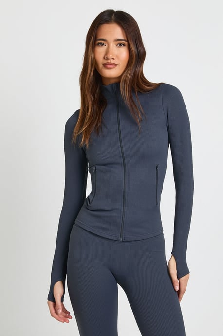 Contour Ribbed Zip Through Active Jacket - Image 1