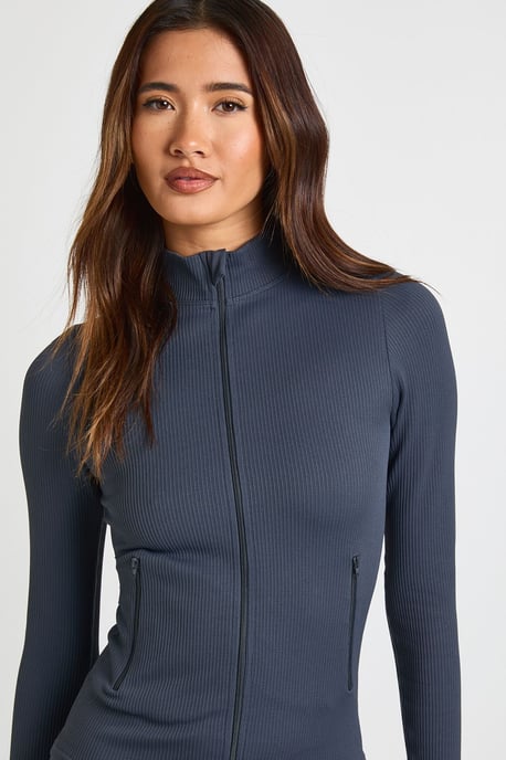 Contour Ribbed Zip Through Active Jacket - Image 4