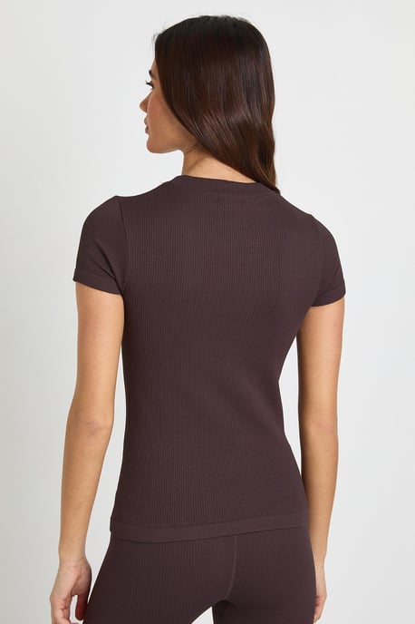 Contour Ribbed Seamless Short Sleeve Active Top - Image 2