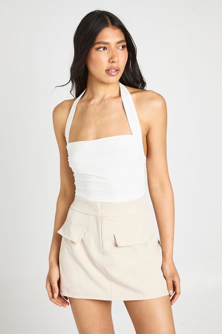 Tall Ruched Square Neck Halter Top - Image 1