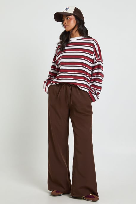 Petite Woven Elasticated Waist Straight Leg Trousers - Image 1