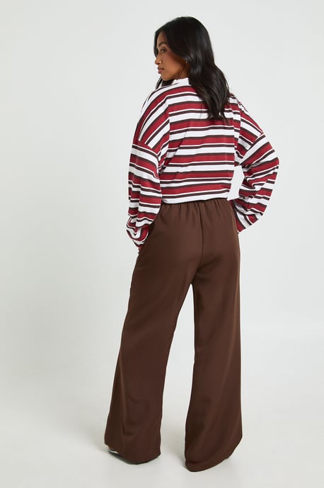 Petite Woven Elasticated Waist Straight Leg Trousers - Image 2