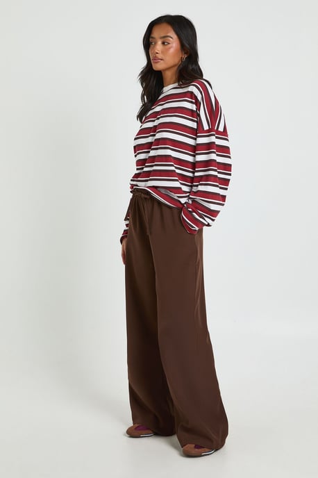 Petite Woven Elasticated Waist Straight Leg Trousers - Image 3