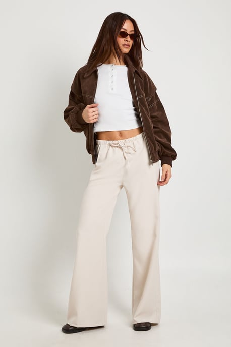 Tall Woven Elasticated Waist Straight Leg Trousers - Image 1