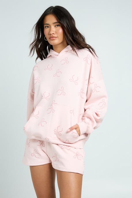 Bow Print Hooded Short Tracksuit - Image 4