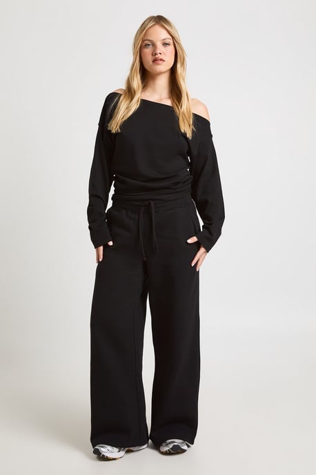 Petite Cinched Waist Off Shoulder Straight Leg Tracksuit - Image 1
