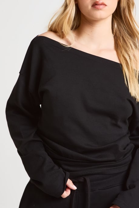 Petite Cinched Waist Off Shoulder Straight Leg Tracksuit - Image 3