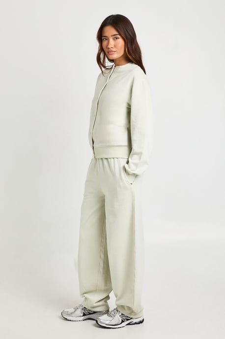 Washed Popper Bomber Sweatshirt Barrell Leg Tracksuit - Image 1