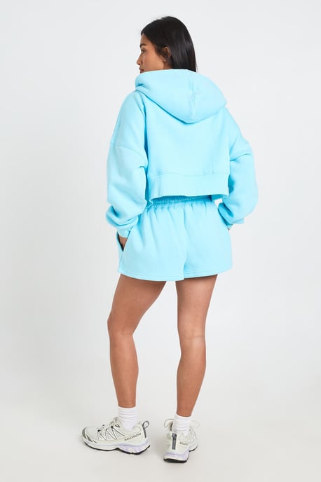 Petite Deep Hem 3 Piece Crop Zip Through Short Tracksuit - Image 2