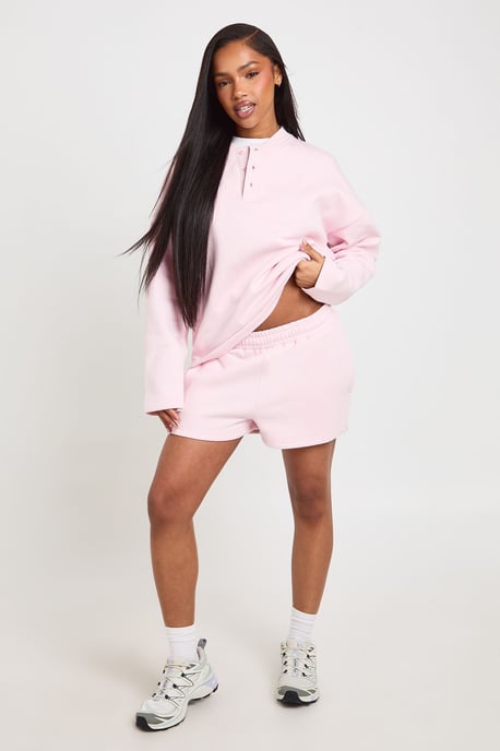 Henley Neck Sweatshirt Short Tracksuit - Image 3