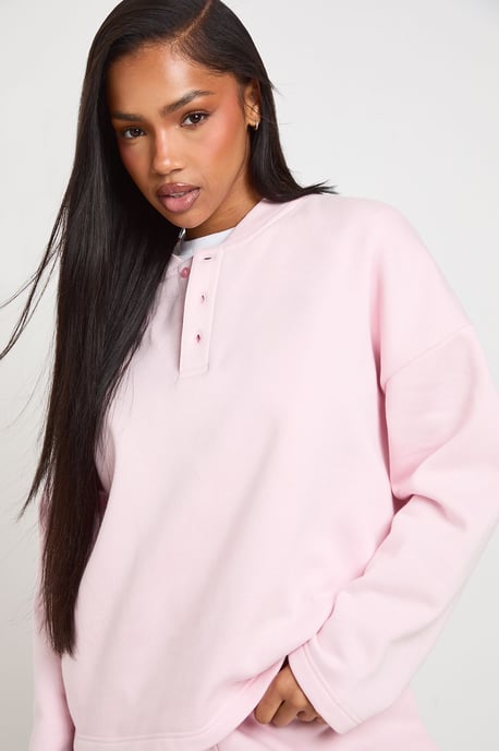 Henley Neck Sweatshirt Short Tracksuit - Image 4