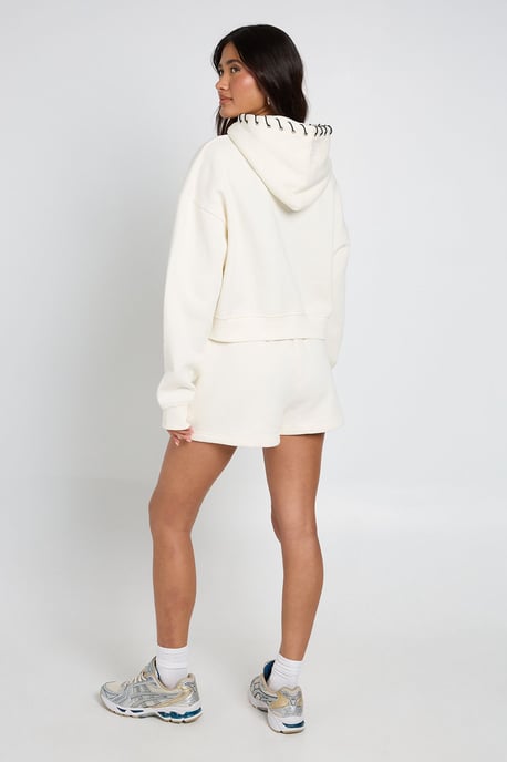 Stitch Detail Zip Through Hoodie Short Tracksuit - Image 2