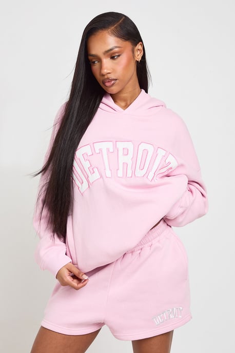 Detroit Applique Hooded Short Tracksuit - Image 1