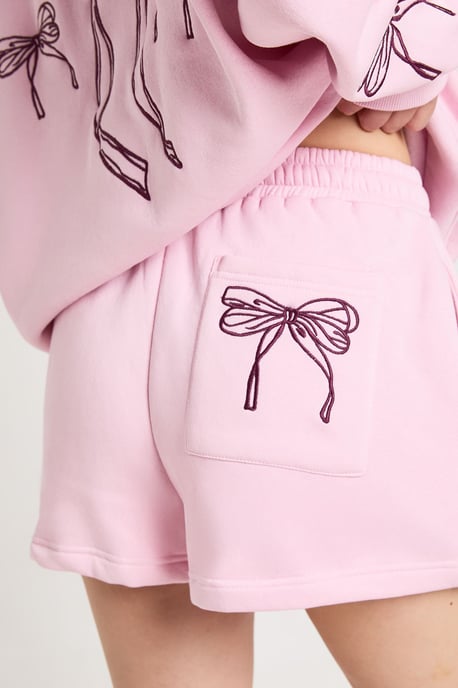 Petite Embroidered Bow Hooded Short Tracksuit - Image 4