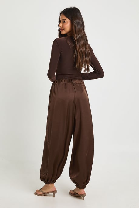 Satin Elasticated Waist Volume Trousers - Image 2