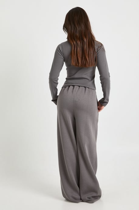 Petite Rib Button Through Long Sleeve Tracksuit - Image 2
