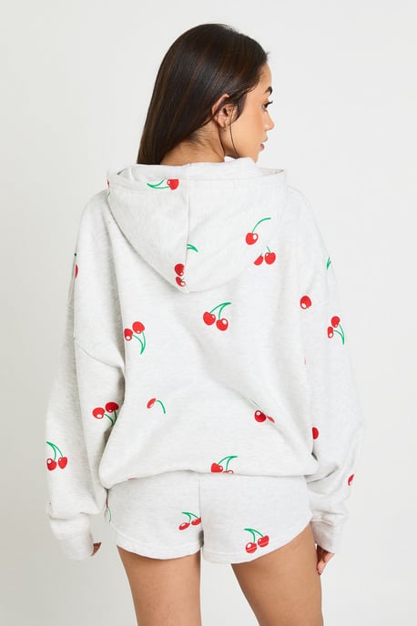Cherry Print Hooded Short Tracksuit - Image 2