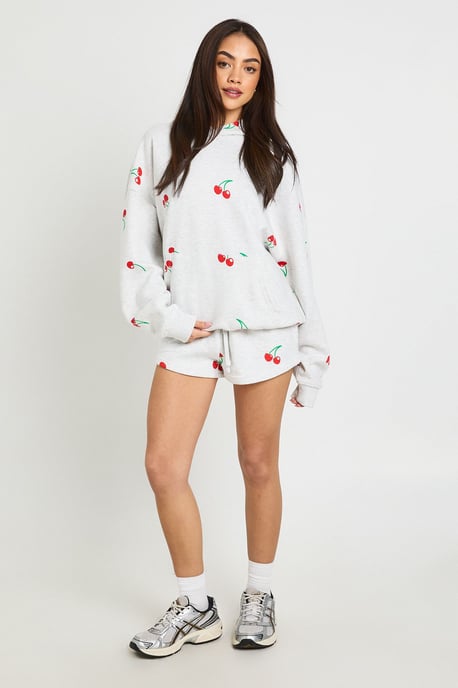 Cherry Print Hooded Short Tracksuit - Image 3