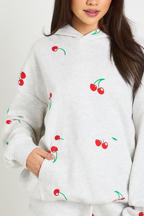 Cherry Print Hooded Short Tracksuit - Image 4