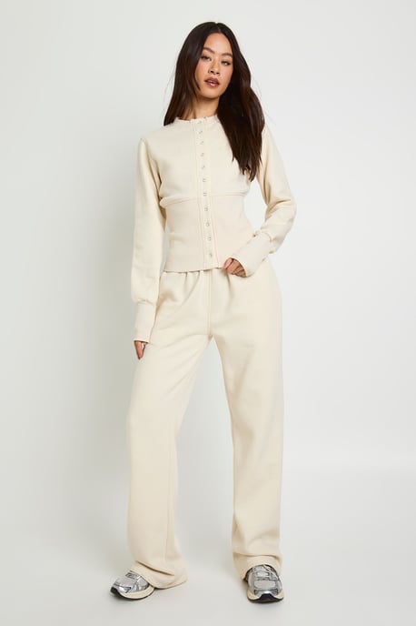Tall Deep Hem Popper Bomber Sweatshirt Tracksuit - Image 3