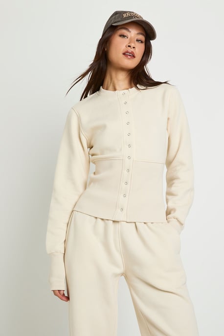 Tall Deep Hem Popper Bomber Sweatshirt Tracksuit - Image 4