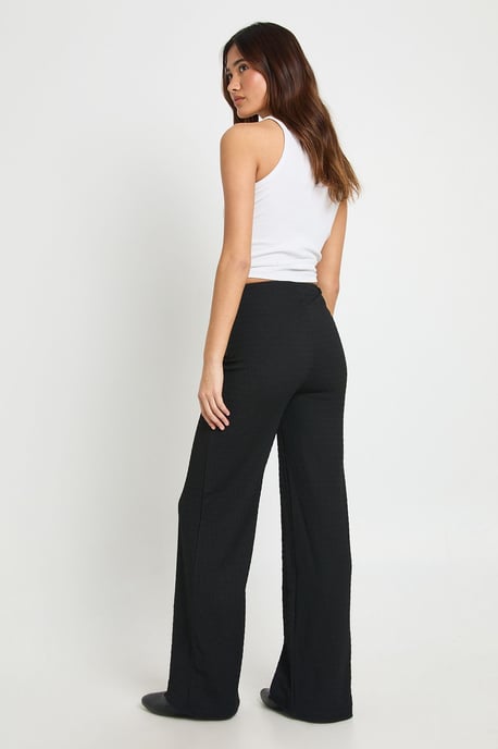 Textured Tie Wrap Waist Straight Leg Trouser - Image 2