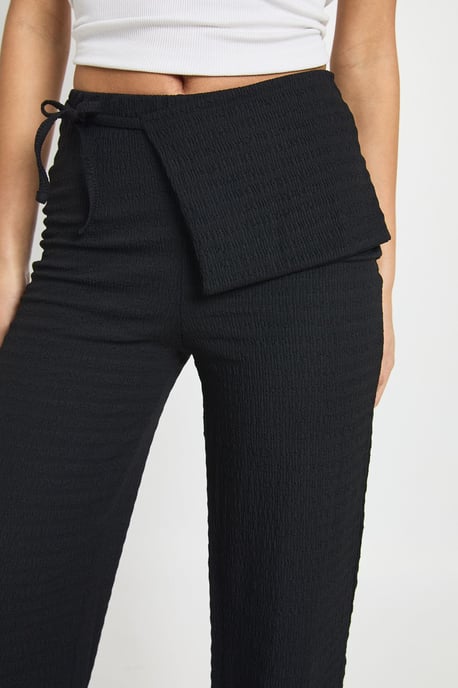 Textured Tie Wrap Waist Straight Leg Trouser - Image 4